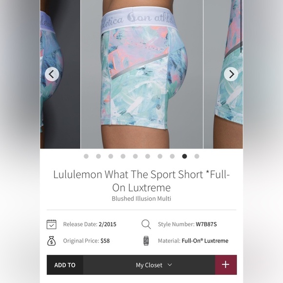 lululemon athletica Pants - Lululemon RARE What The Sport Short Blushed Illusion Multi Size: 4